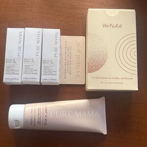 Pure Mama Belly & Body Oil and Bump Scrub Set with Fertility Affirmations Cards